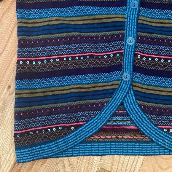 cj banks Artsy Quirky cardigan Womens XL Sequins striped Cottage Core Festive - Picture 3 of 8